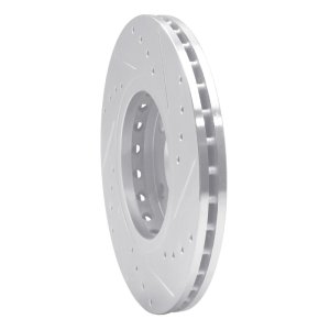 Nissan Kicks Brake Rotor (1) - Front Left - R1 Concepts - Drilled & Slotted - Silver - `20-`25